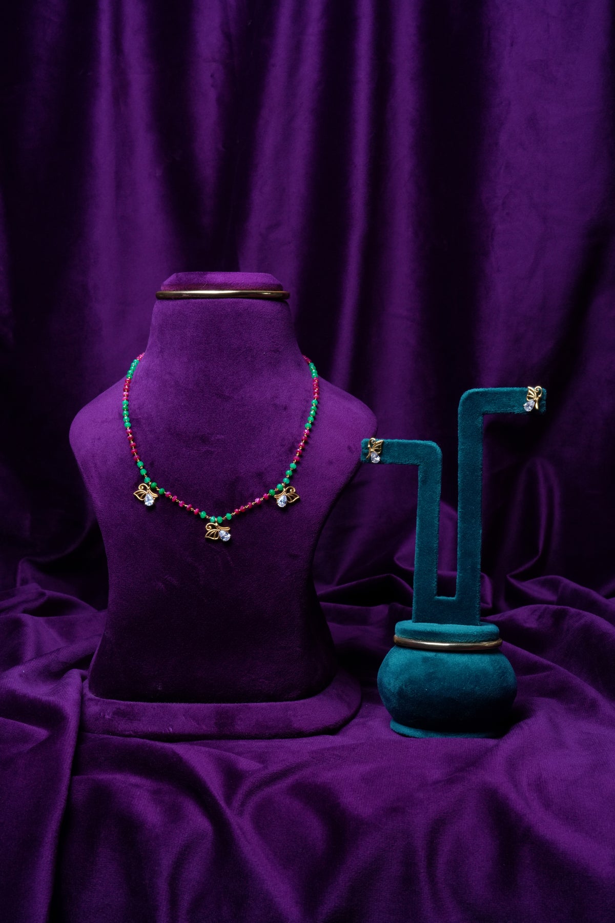 Monarch Butterfly Verdant Flora Bead Necklace Set