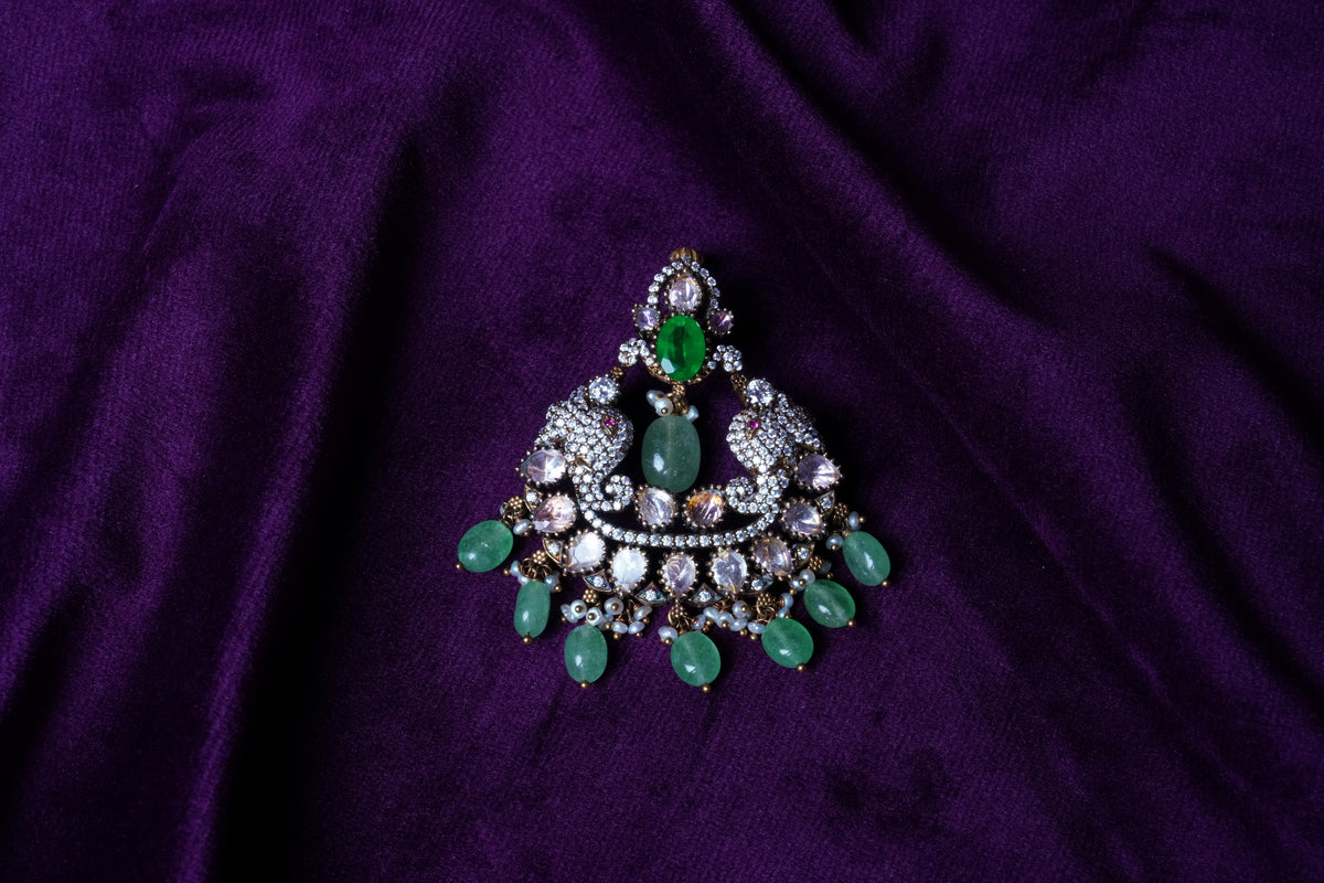 Victorian Polki Emerald Kante Necklace