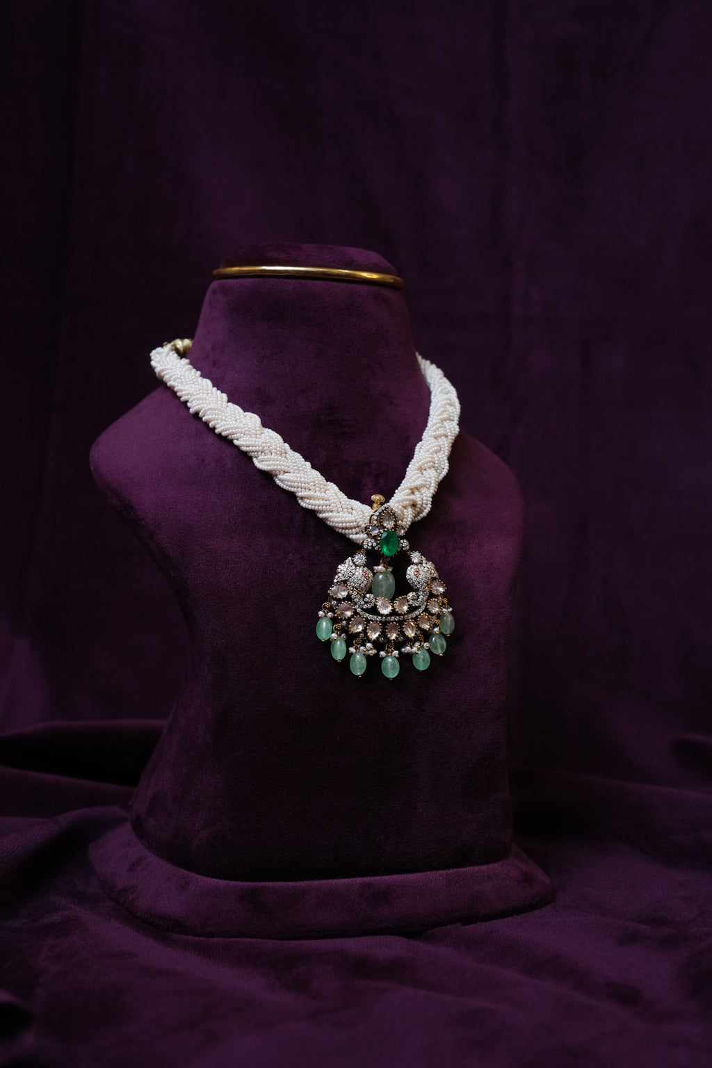 Victorian Polki Emerald Kante Necklace