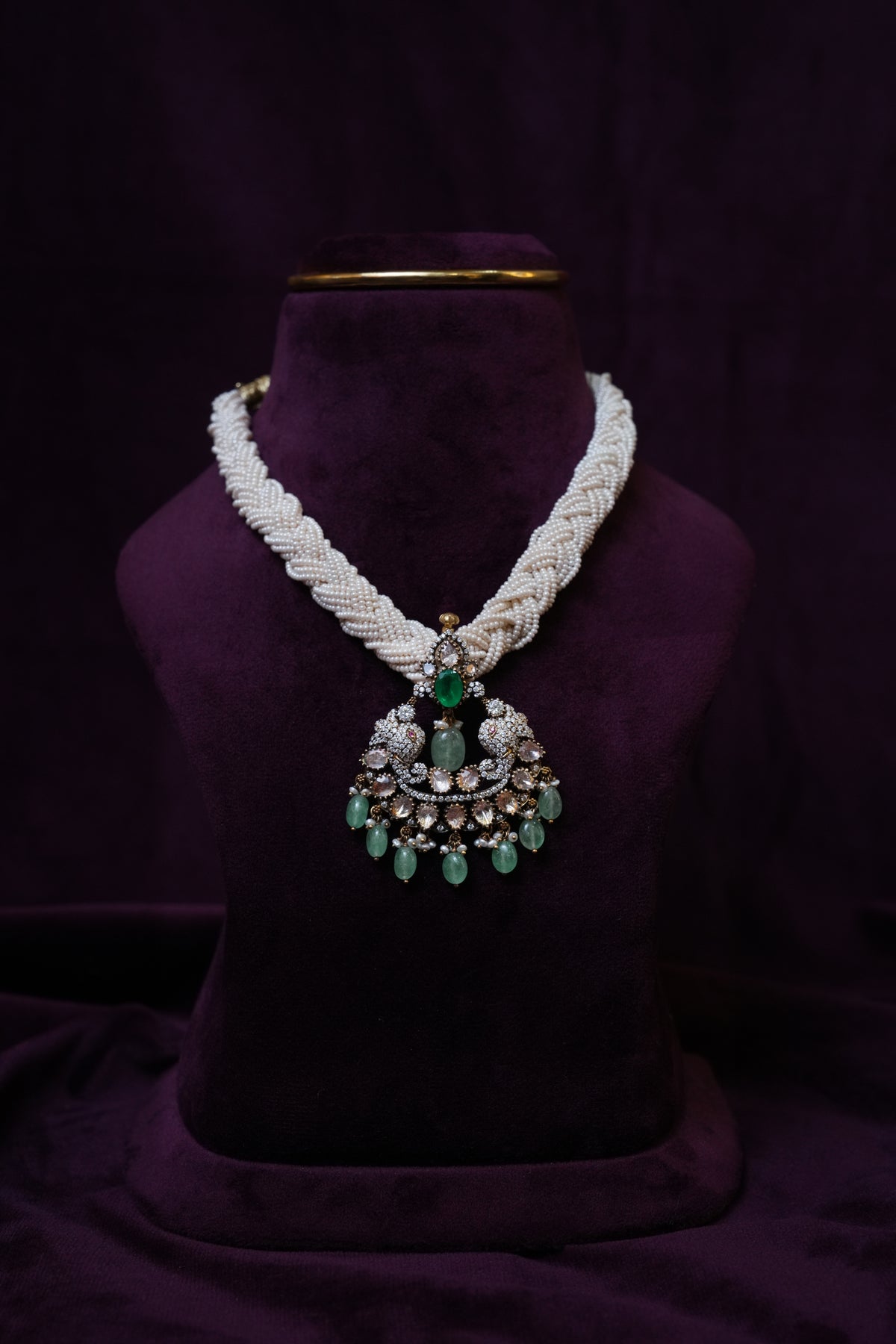 Victorian Polki Emerald Kante Necklace