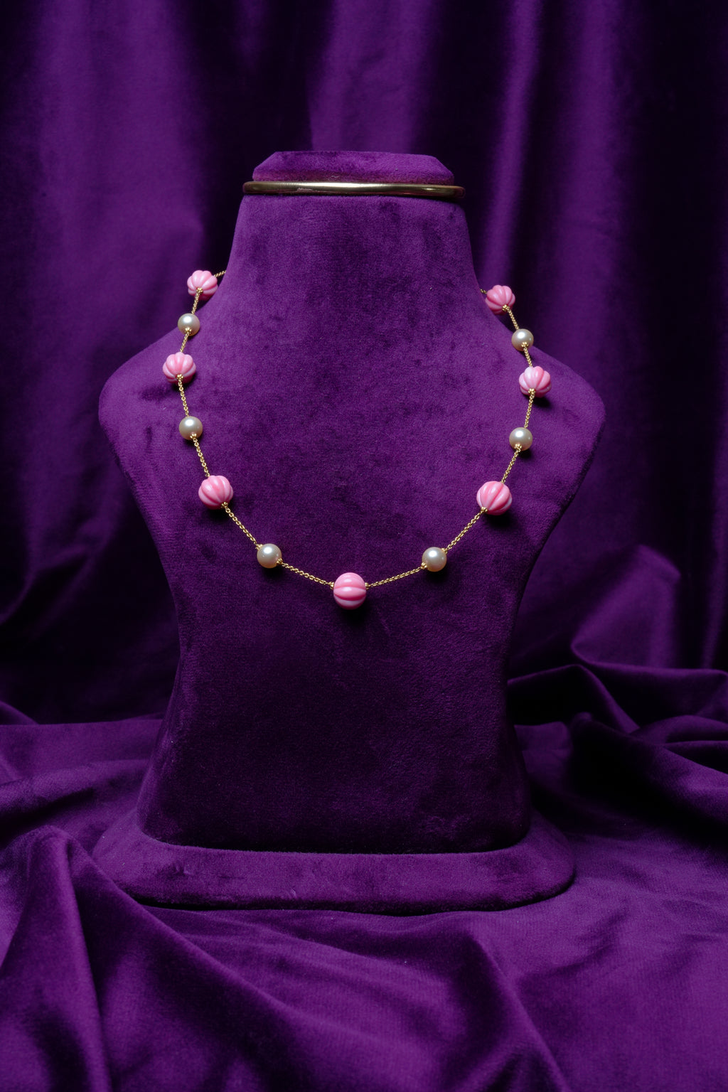 Pink Melon Bead Pearl Chain