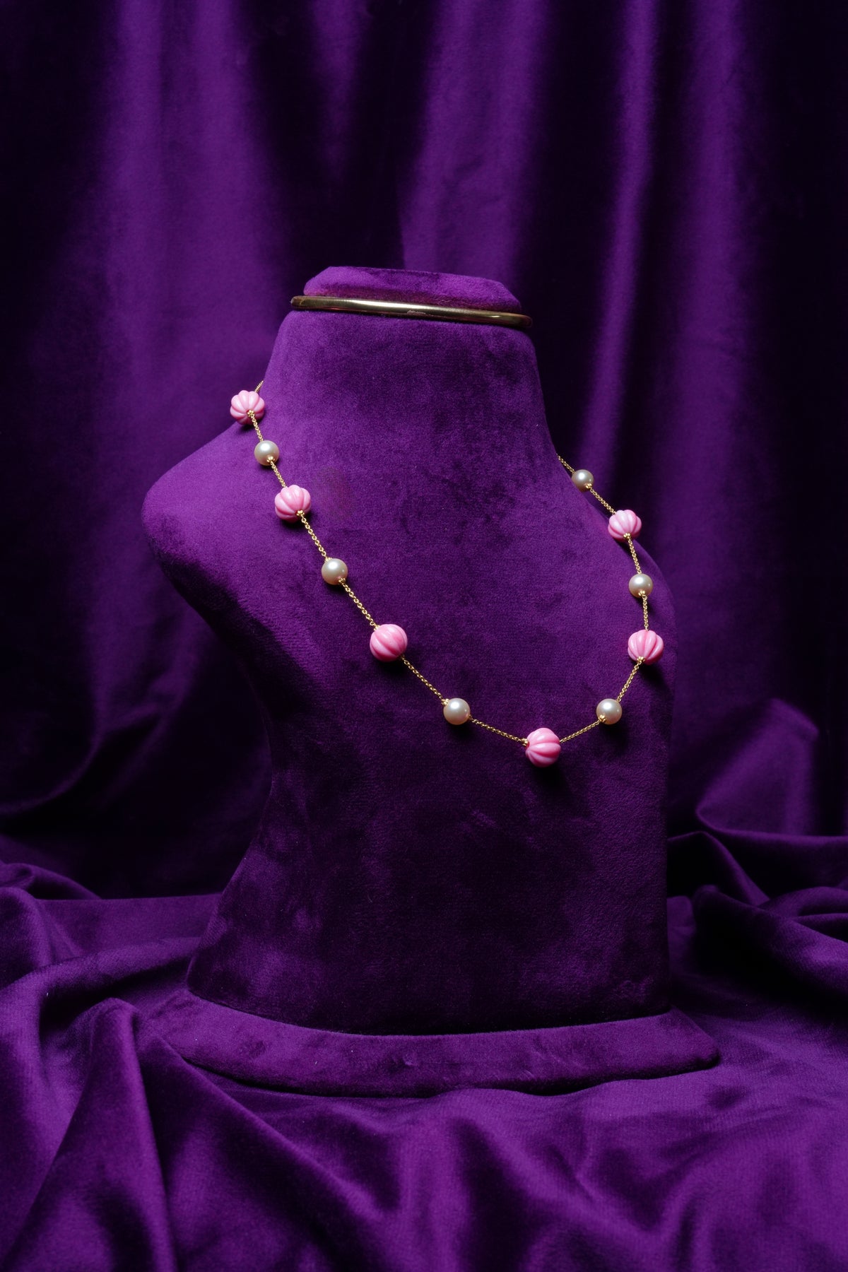 Pink Melon Bead Pearl Chain