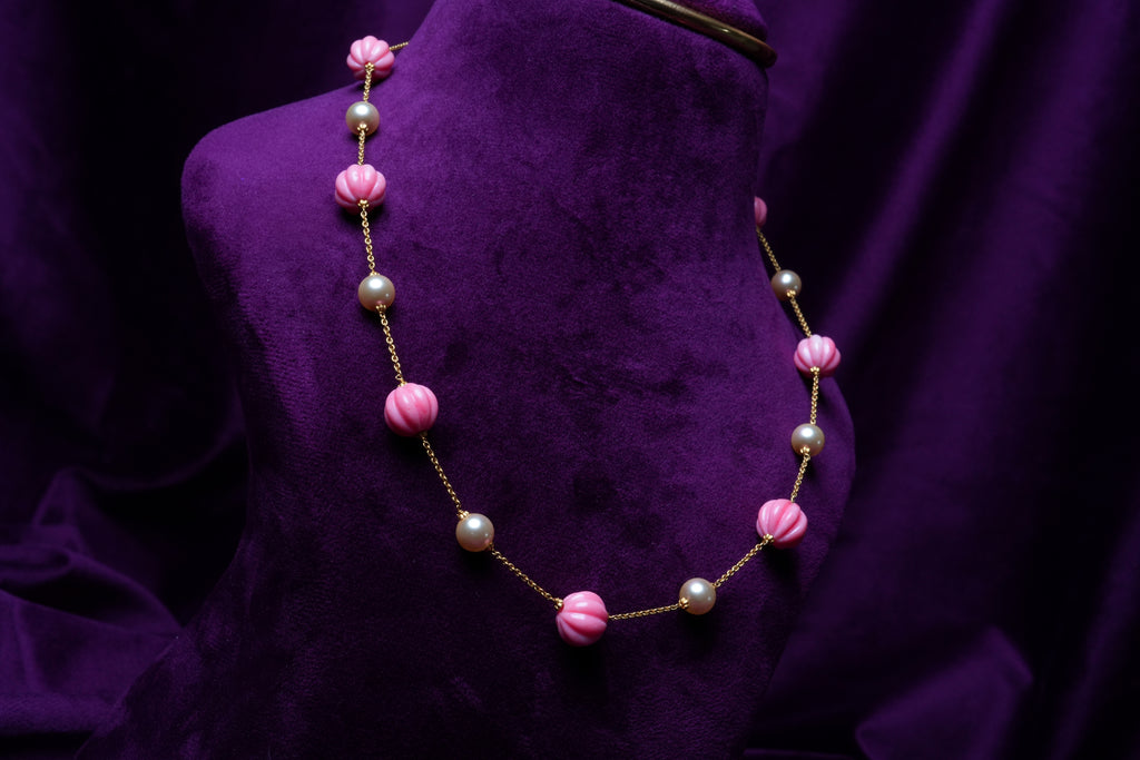 Pink Melon Bead Pearl Chain