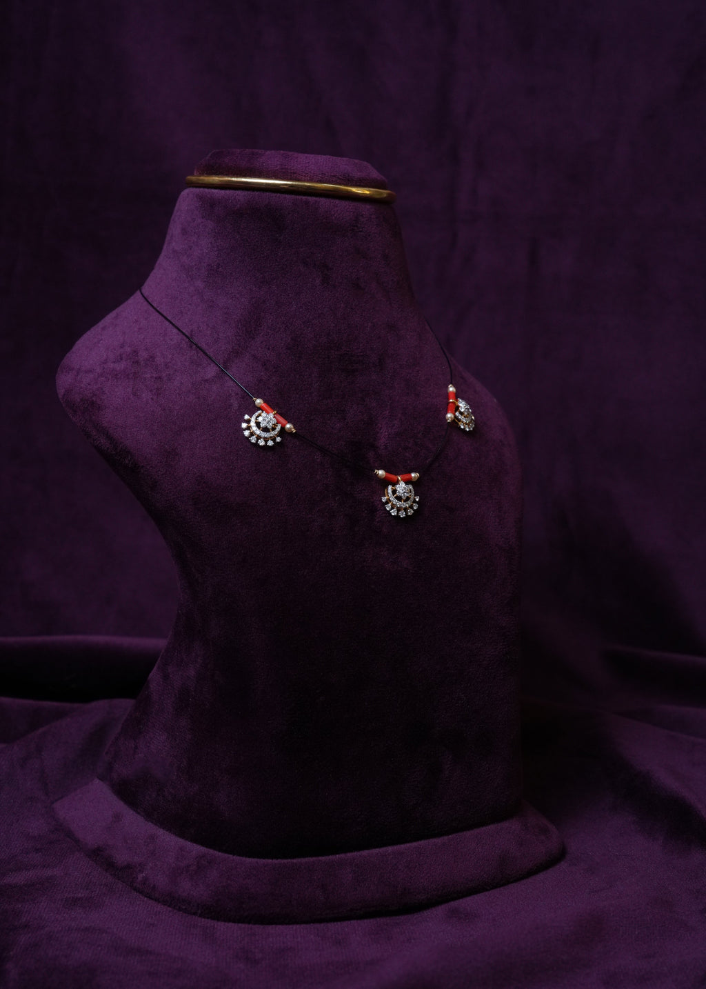 Prakriti lab-grown Diamond and coral invisible Thread with south sea pearls