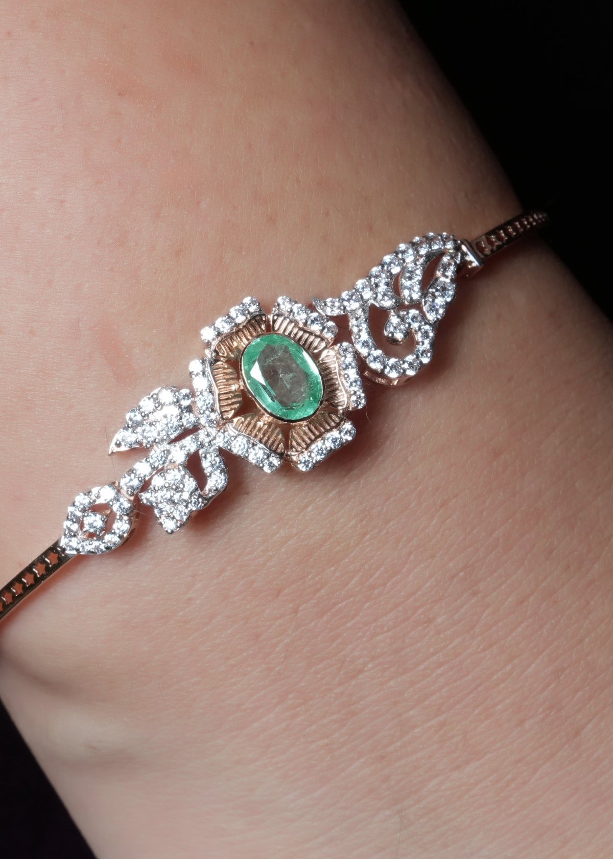 Prism Emerald Bloom Two-Tone Swirl Swarovski Bracelet