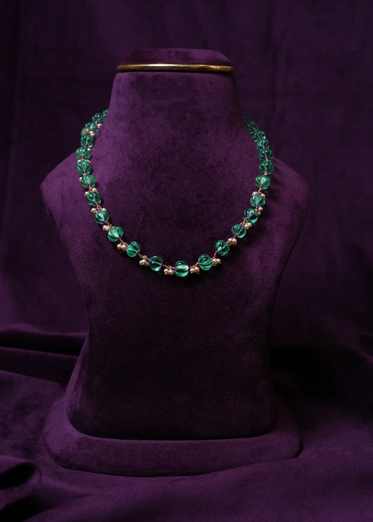 Russian emerald Melon Moti choker