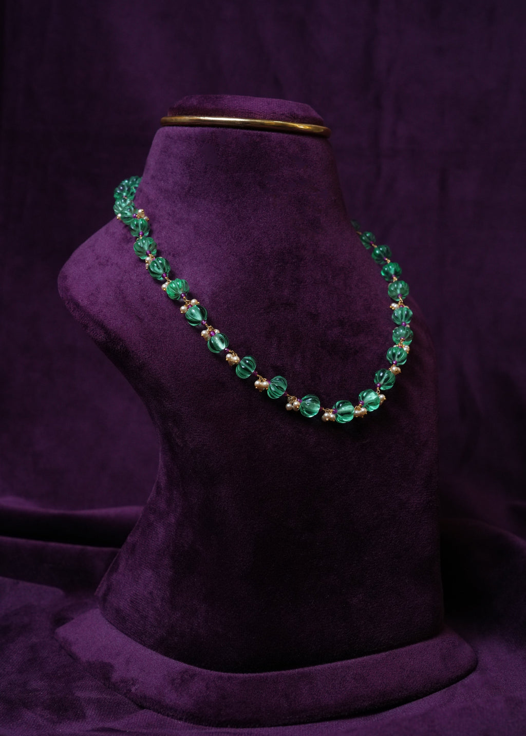 Russian emerald Melon Moti choker