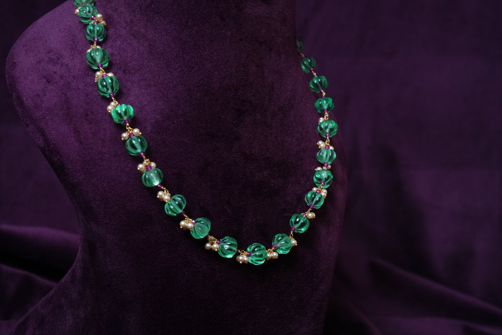 Russian emerald Melon Moti choker