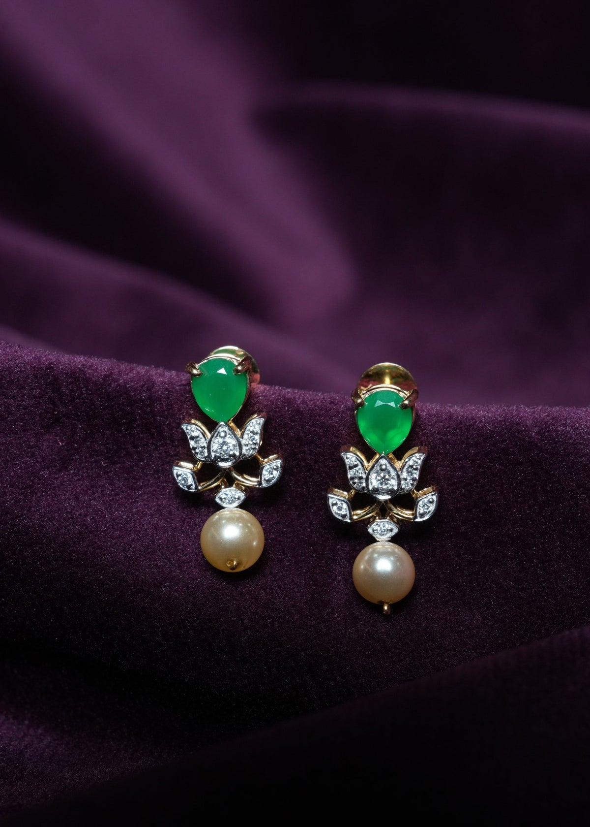 Shahi Emerald & Pearl Floral Drop Lab-Grown Diamond Earrings