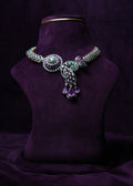 Teardrop Asymmetric Emerald & tourmaline Choker