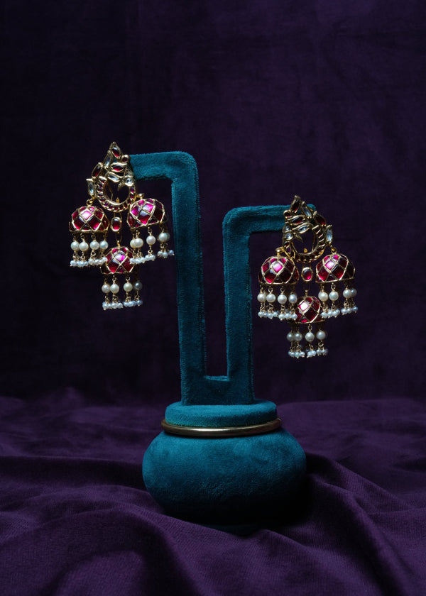 The Royal Nitya Temple Kundan three layered earrings