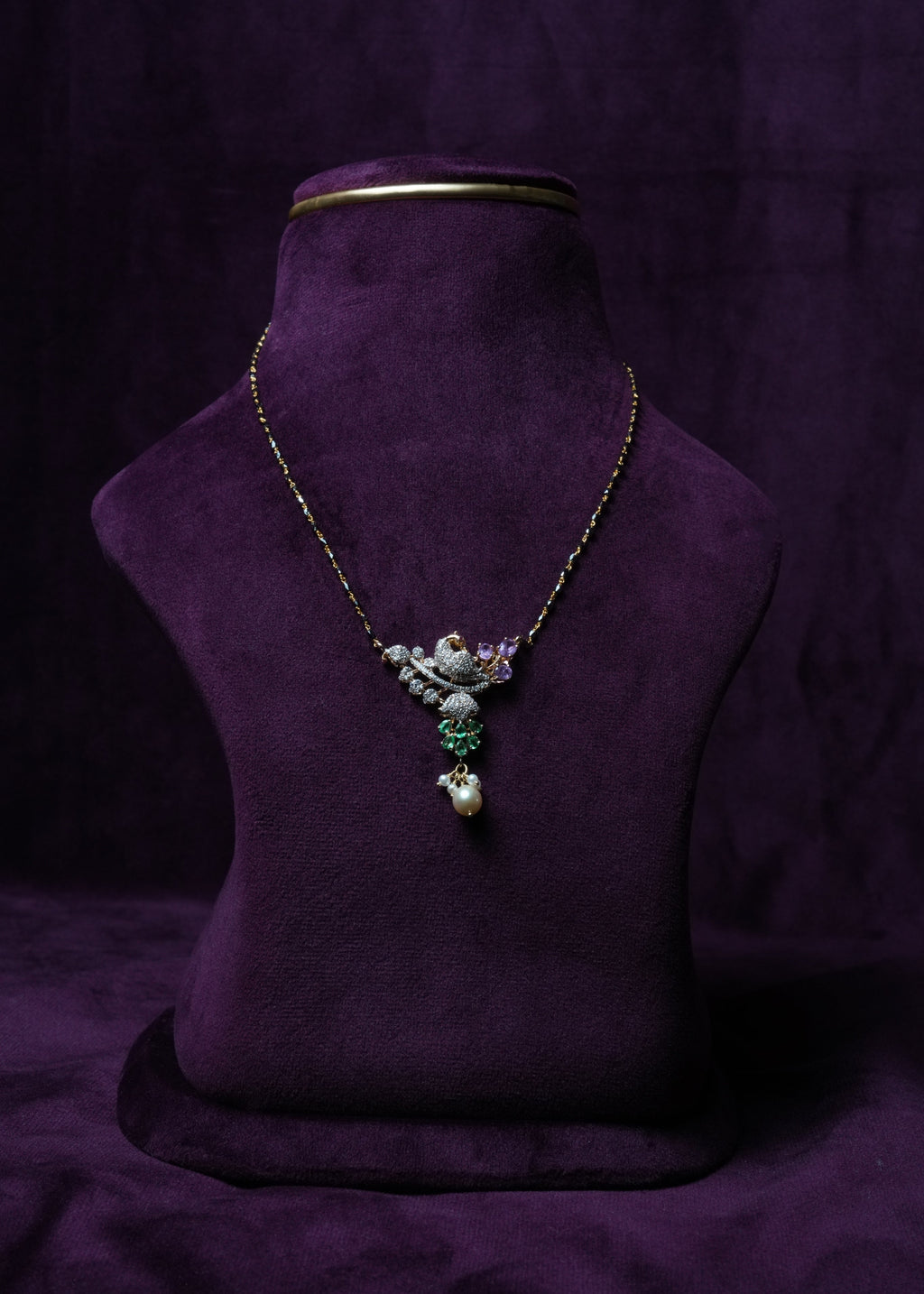 The Akshaya Parrot & Emerald Charm Mangal sutra