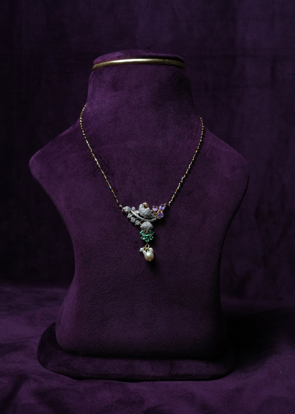 The Akshaya Parrot & Emerald Charm Mangal sutra