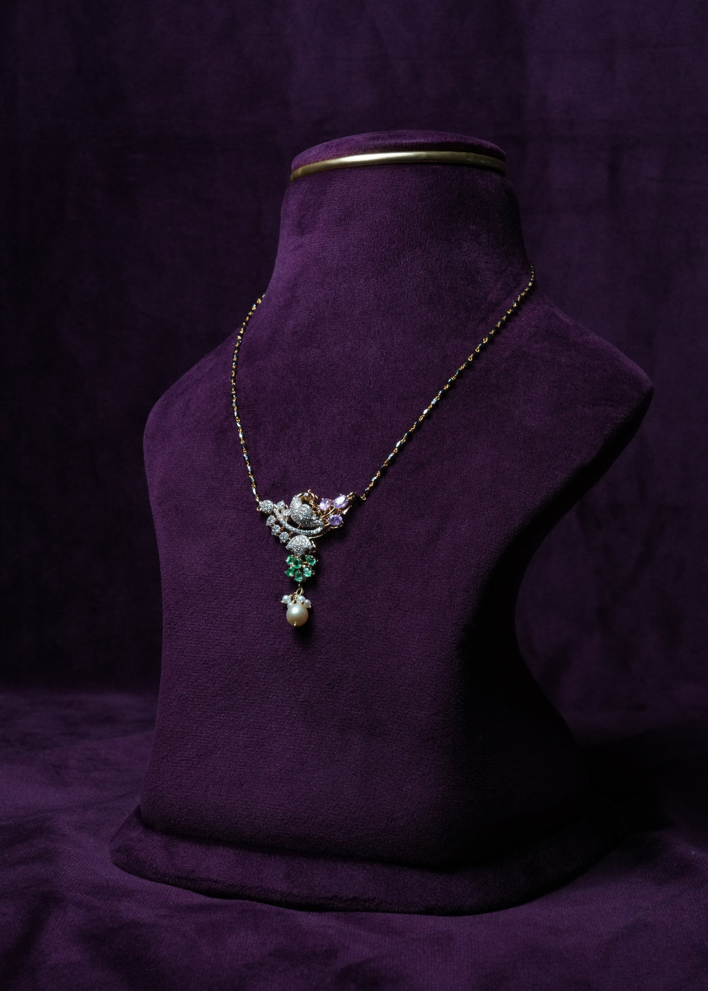 The Akshaya Parrot & Emerald Charm Mangal sutra