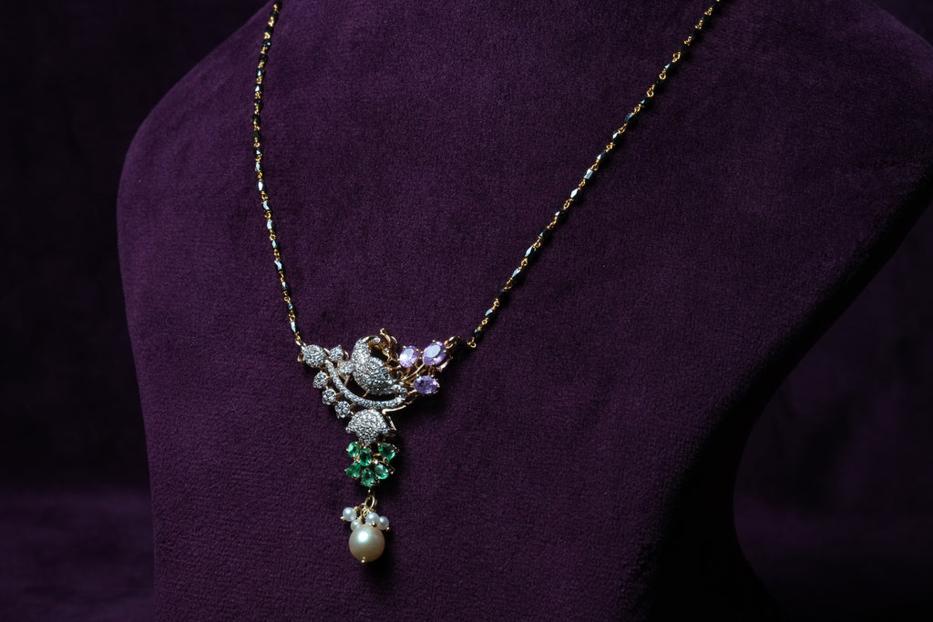 The Akshaya Parrot & Emerald Charm Mangal sutra