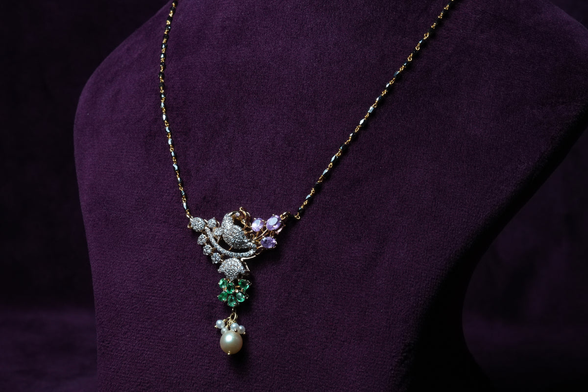 The Akshaya Parrot & Emerald Charm Mangal sutra