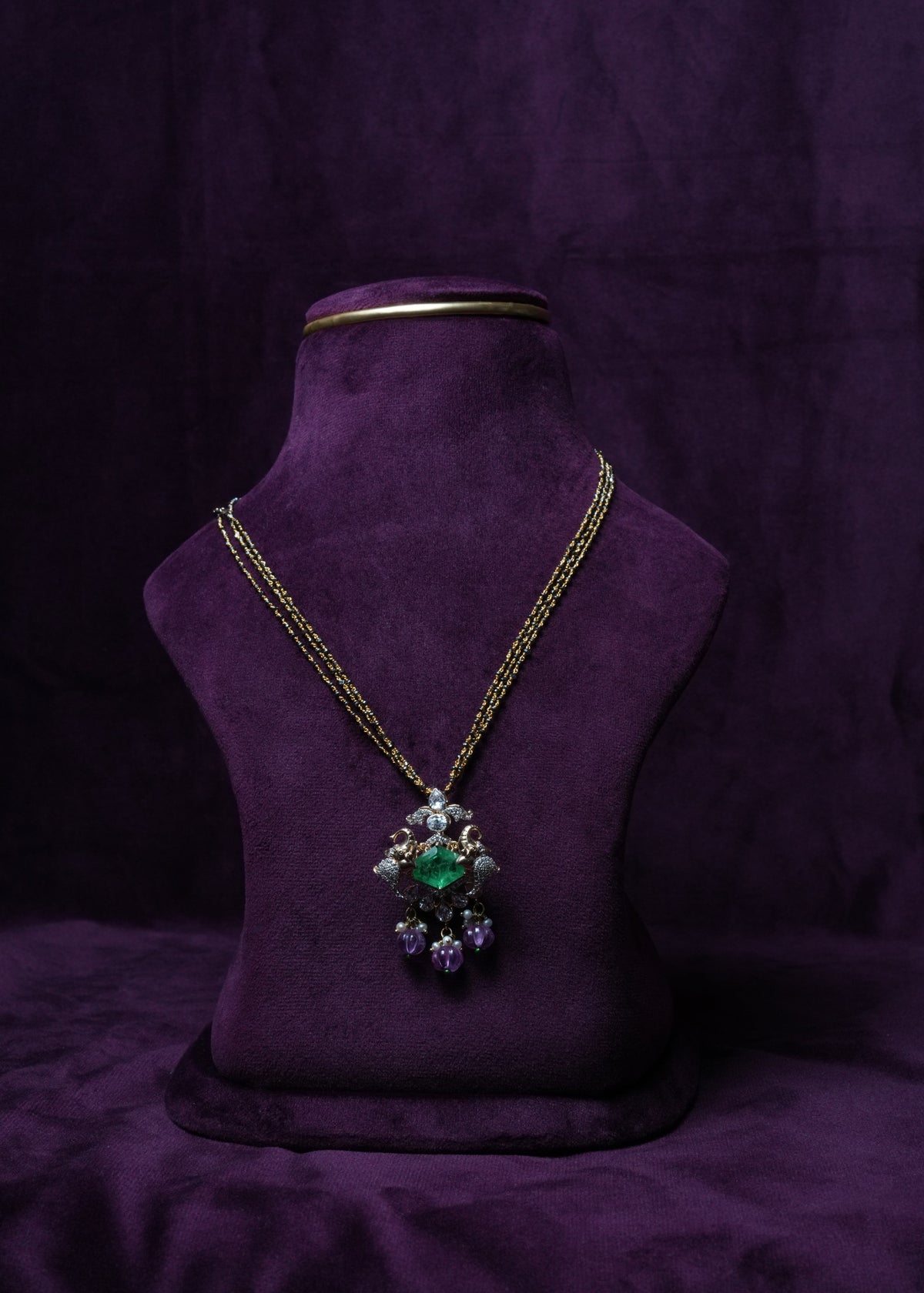 Swarovski Emerald & tourmaline drop Pendant