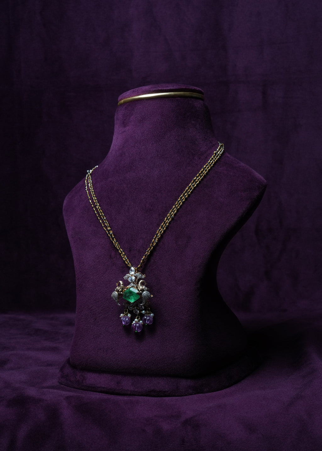 Swarovski Emerald & tourmaline drop Pendant