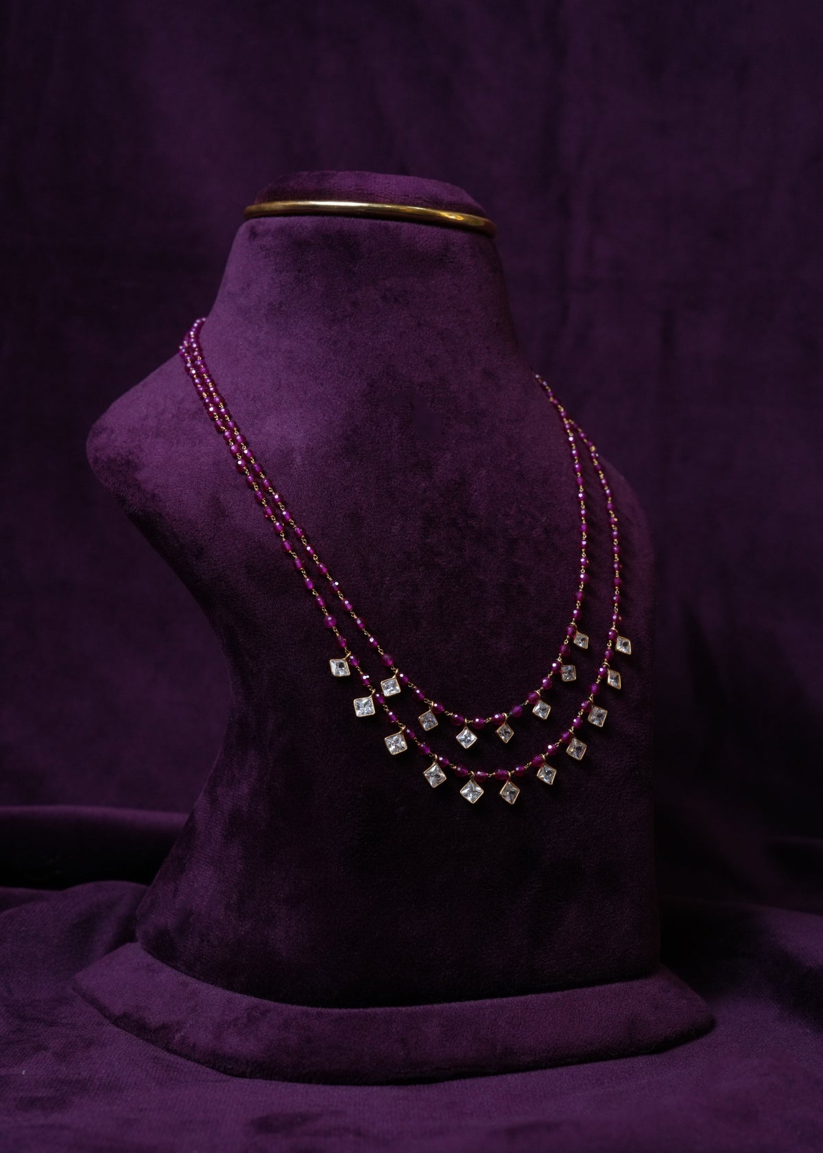 The Crimson Cascade ruby Layered Chain