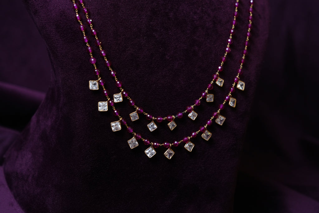 The Crimson Cascade ruby Layered Chain
