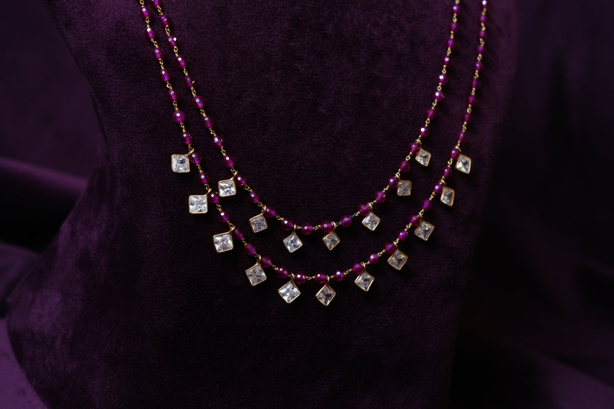The Crimson Cascade ruby Layered Chain