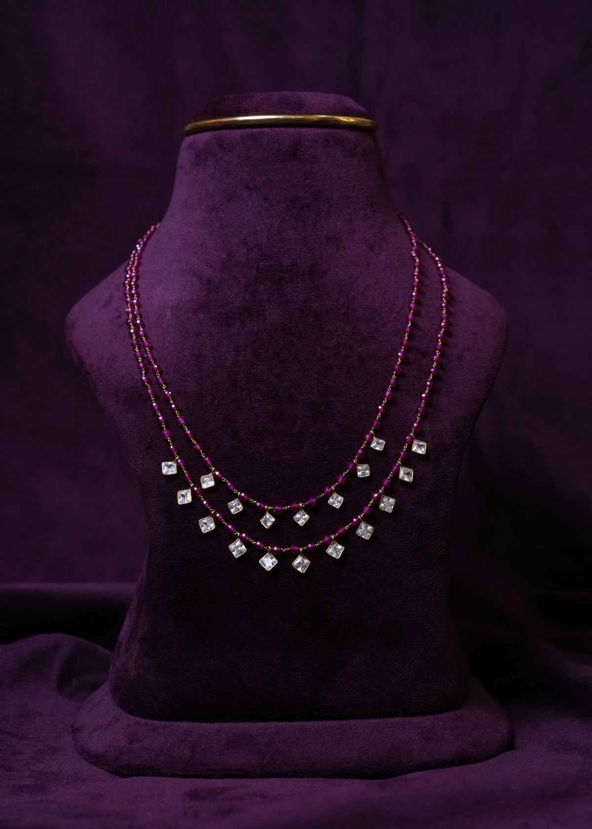 The Crimson Cascade ruby Layered Chain