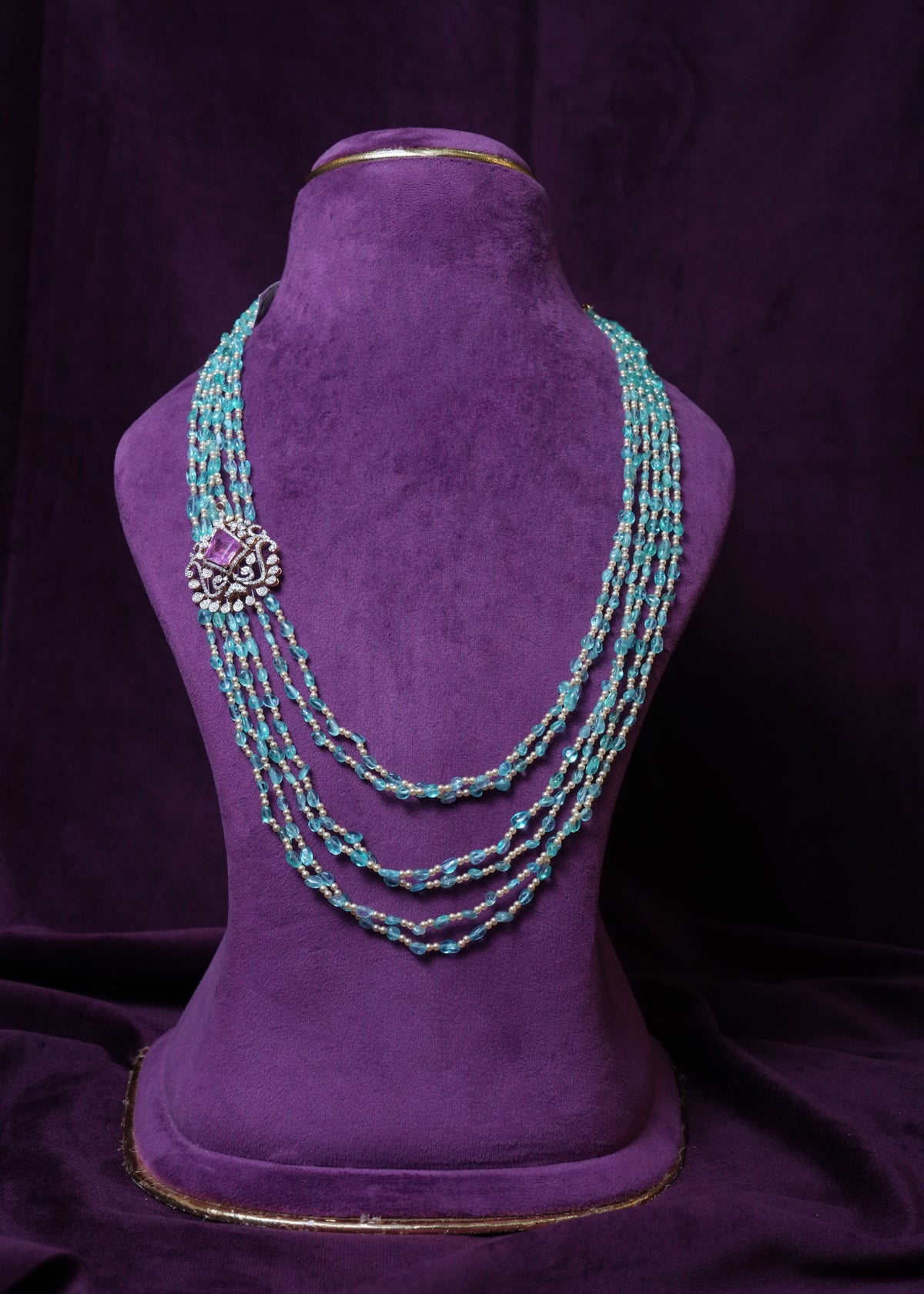 The Imperial lab-grown diamond Aquamarine & Pink Brooch Mala