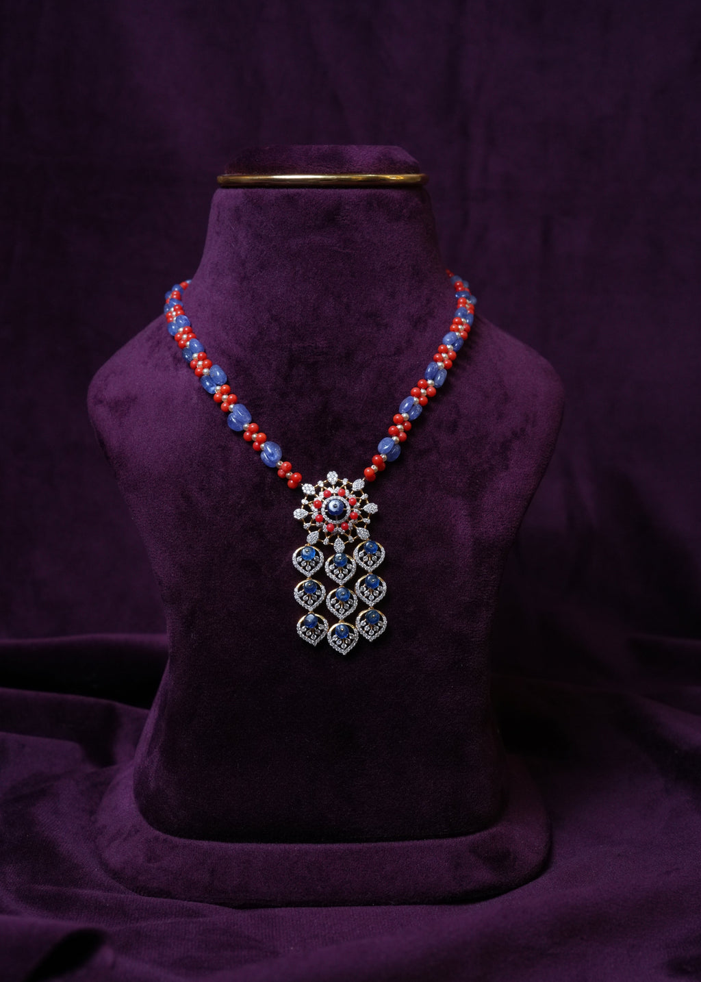 The Imperial Tanzanite & Coral Chandelier Necklace