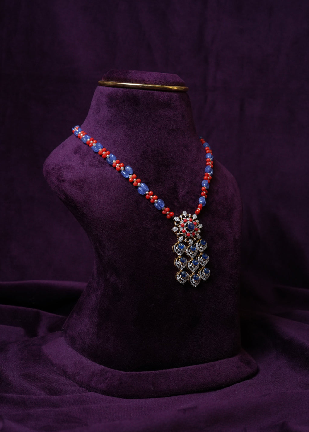 The Imperial Tanzanite & Coral Chandelier Necklace