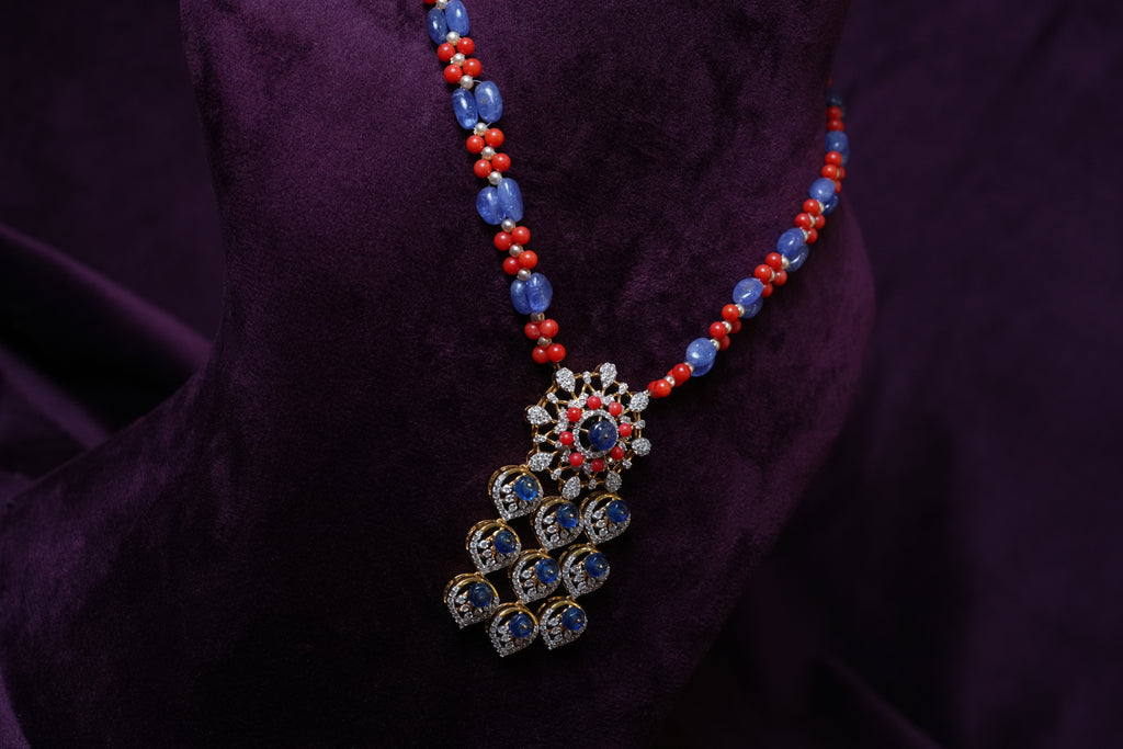 The Imperial Tanzanite & Coral Chandelier Necklace