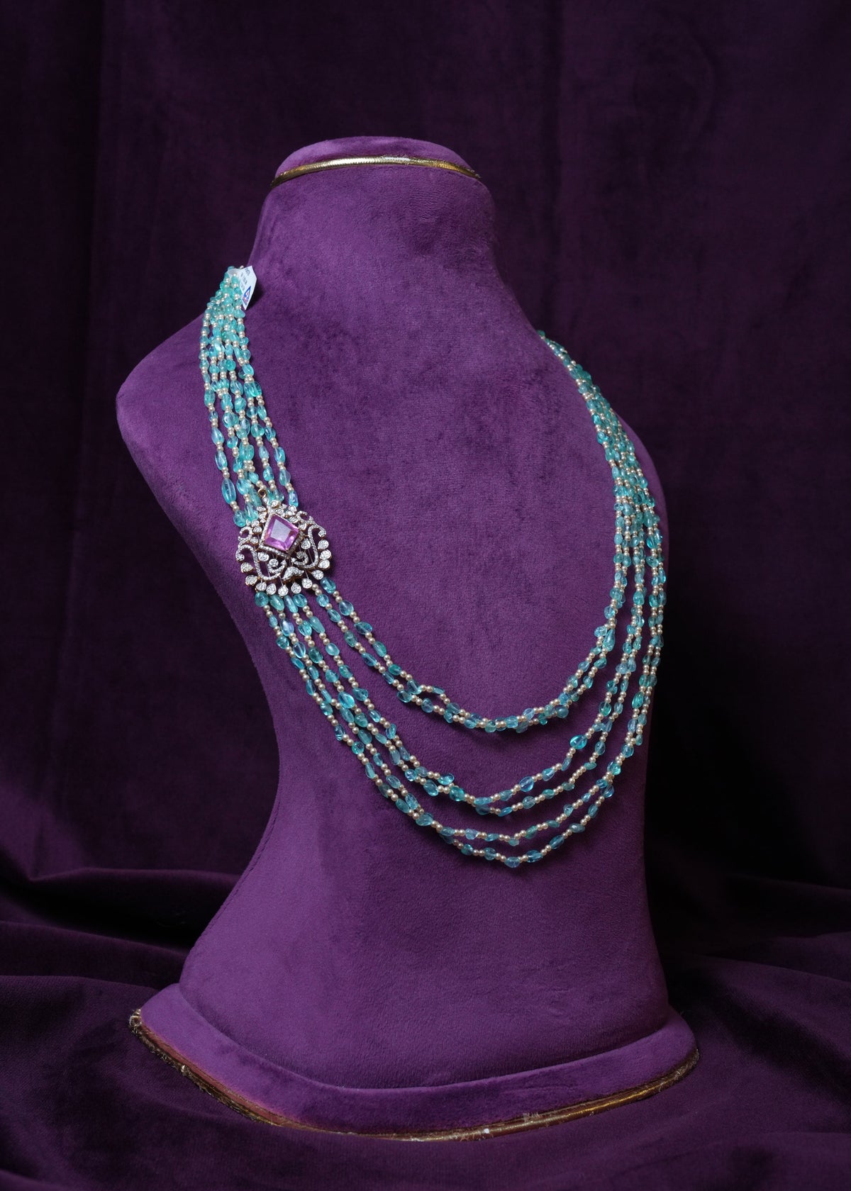 The Imperial lab-grown diamond Aquamarine & Pink Brooch Mala