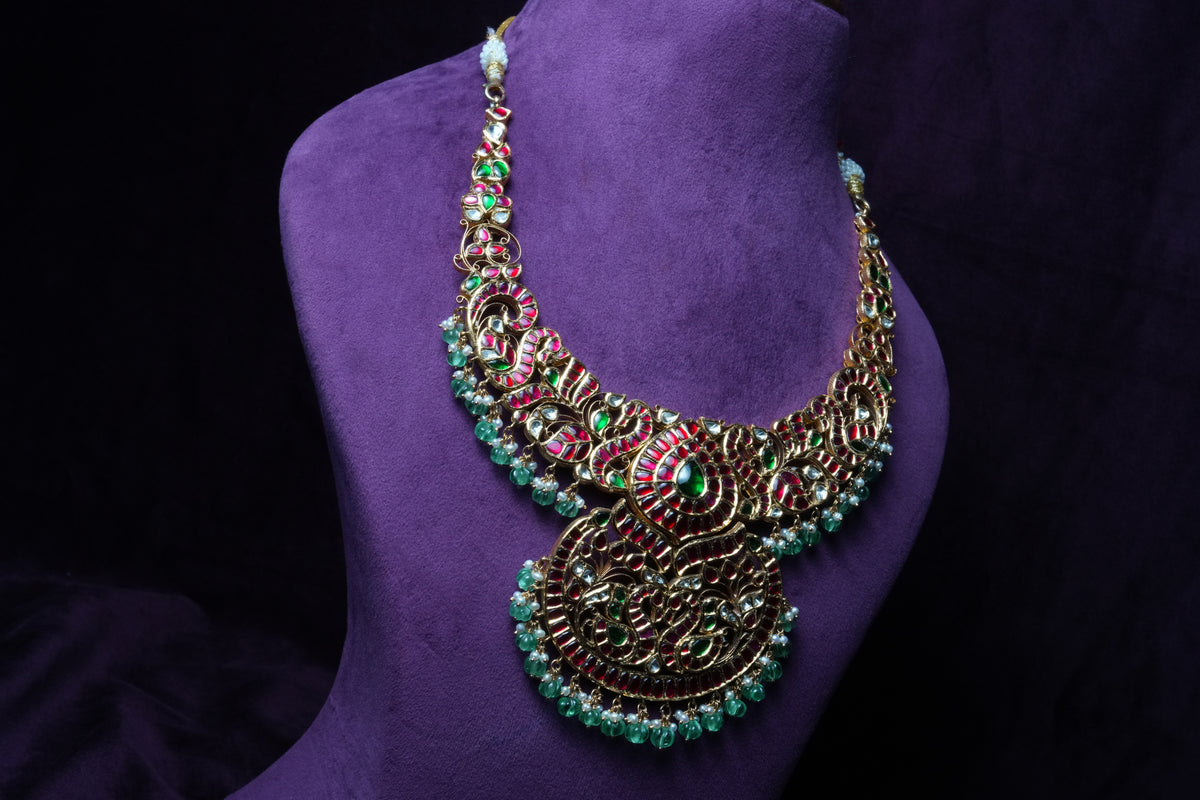 The Kundan Royal Naskhi chandelier Necklace