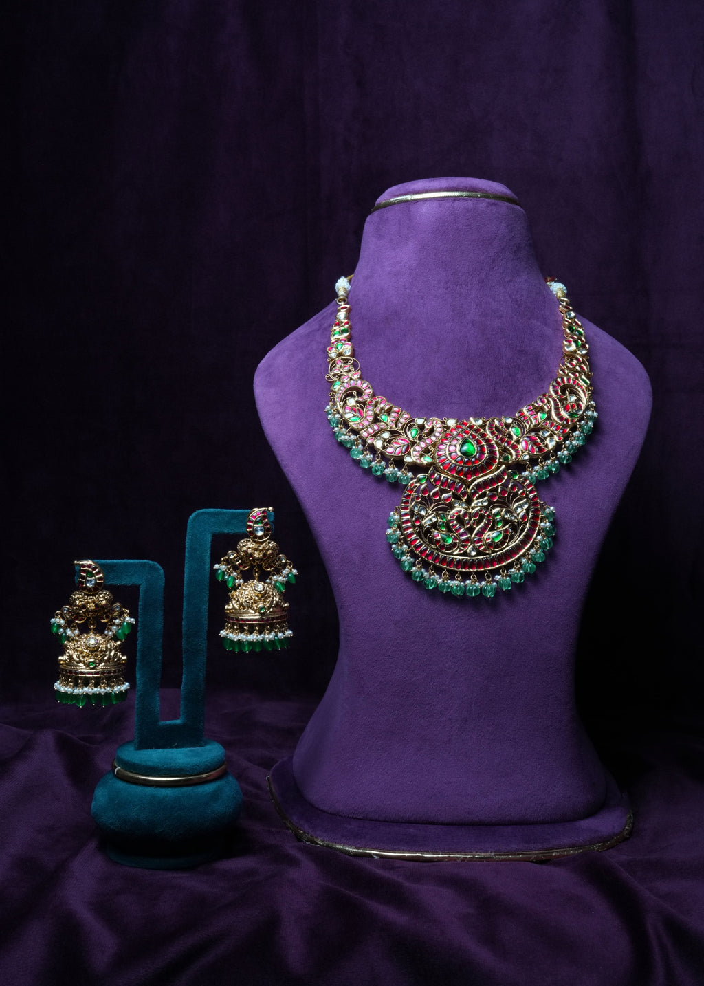 The Kundan Royal Naskhi chandelier Necklace