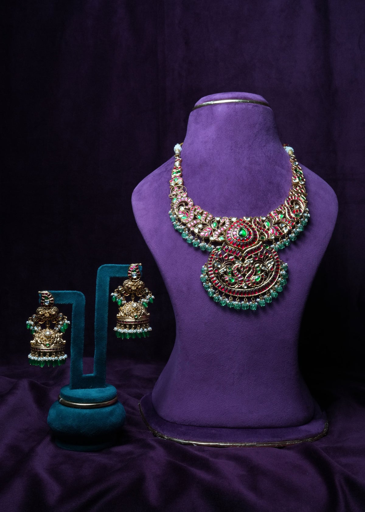 The Kundan Royal Naskhi chandelier Necklace