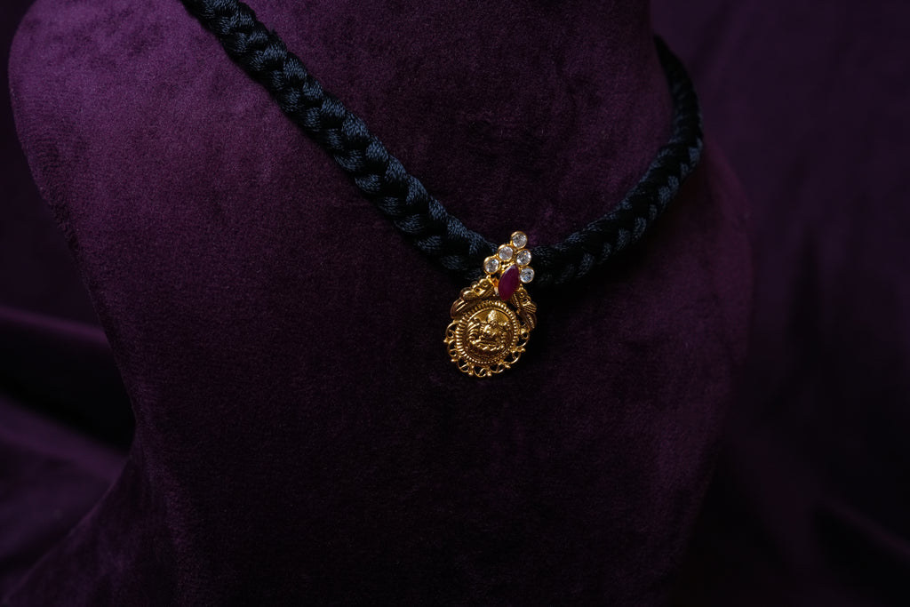 The Mahalakshmi Black Thread Casu Necklace