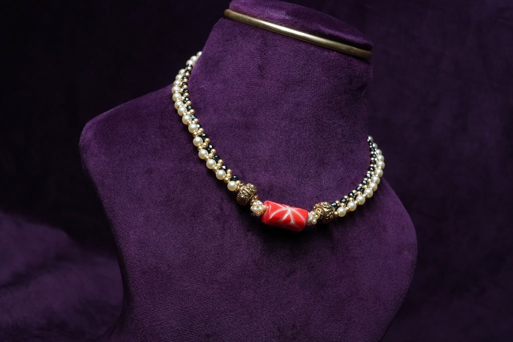 The Red Enamel Pearl Choker