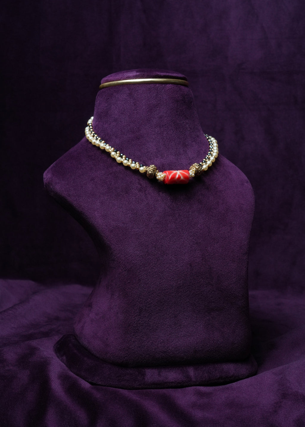The Red Enamel Pearl Choker