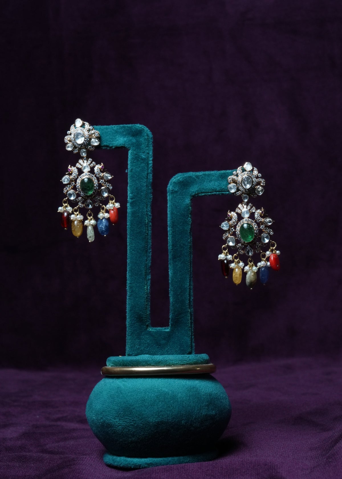 pleasant Navaratnam style mail polki earrings
