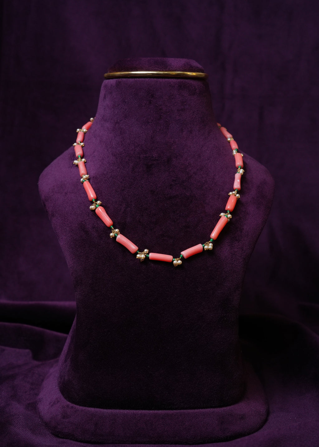 The Royal shape less Coral & Pearl Cylindrical Mala