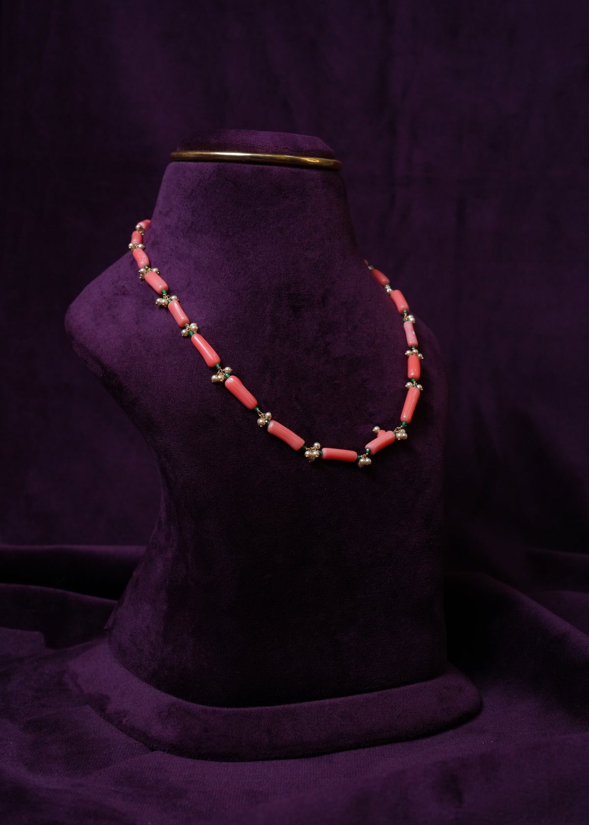 The Royal shape less Coral & Pearl Cylindrical Mala