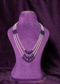 Triple Strand Amethyst Bead & Pearl Layered Mala