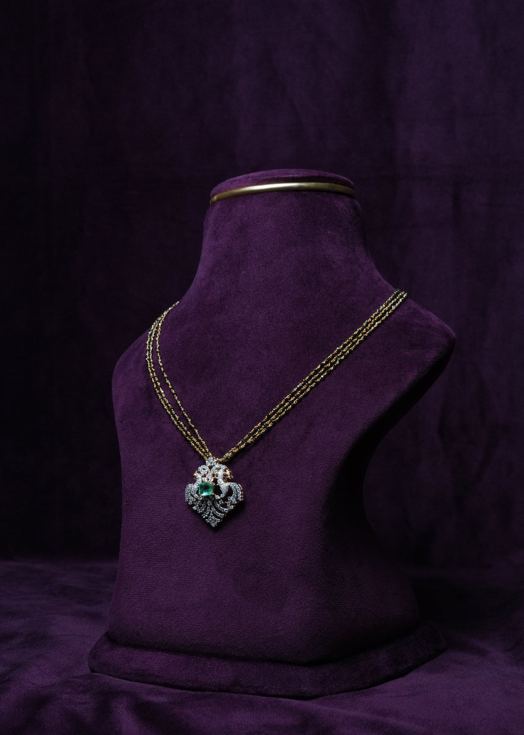 Swarovski emerald cushion cut dual-Mayur Pendant