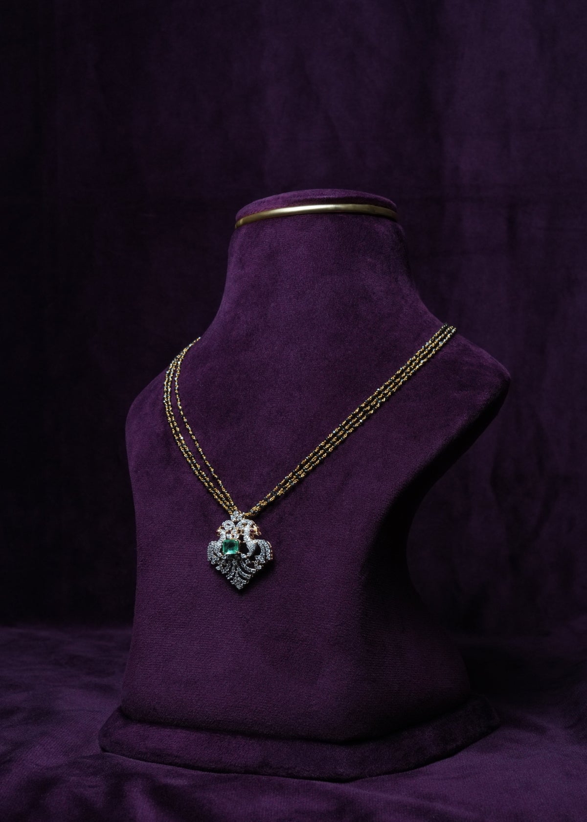 Swarovski emerald cushion cut dual-Mayur Pendant