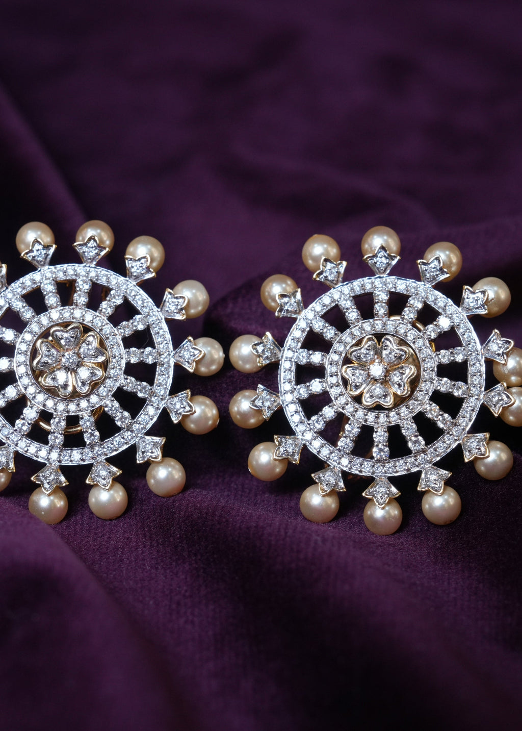 Velvet Aura Pearl chakra & lab-grown Diamond Studs