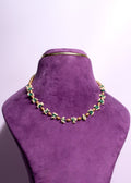 Traditional Beaded Floral Garland Woven Emerald and South Sea Pearl Blossom Choker