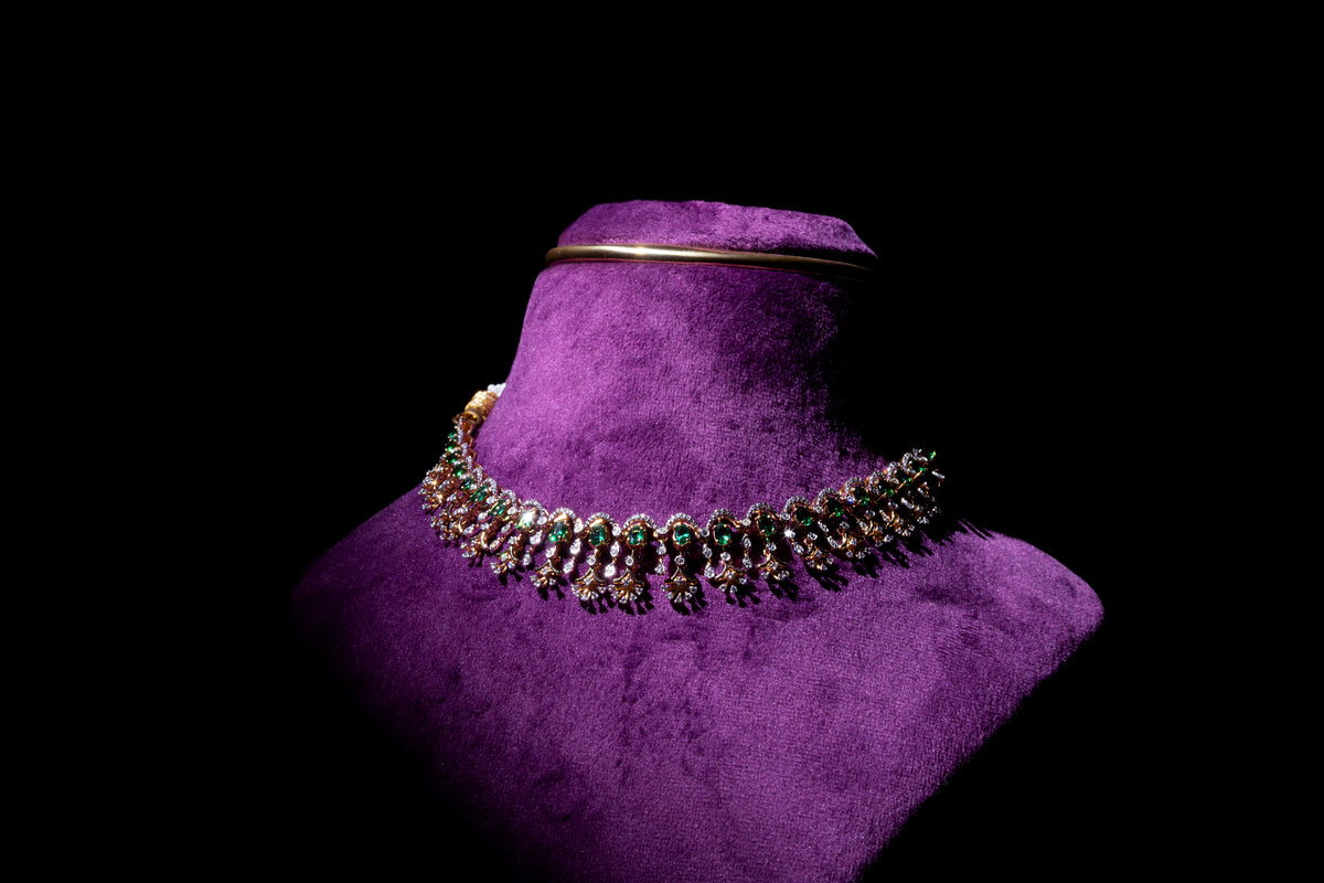 Lab Grown Diamond Emeralds U-Cut Fringe Necklace